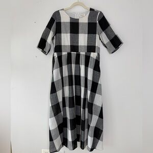 ROOLEE Black & White Gingham Midi Dress /
Checkered Dress | Medium